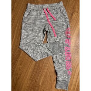PINK Victoria's Secret Gray Space Dye Skinny Joggers Neon Pink Logo Size Medium
